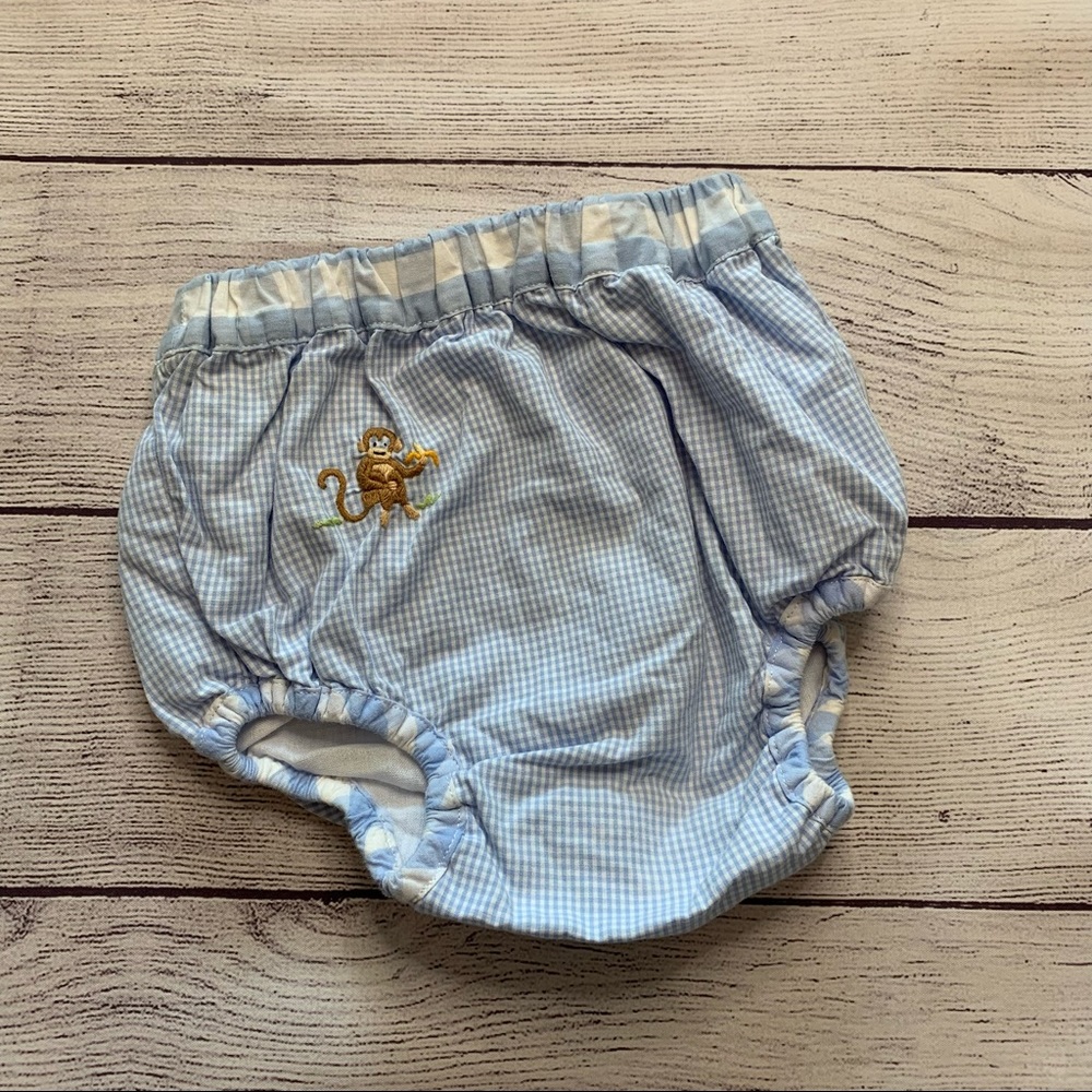 Boy’s Monkey Embroidered Bummies/Bottoms 6-12 Mos.